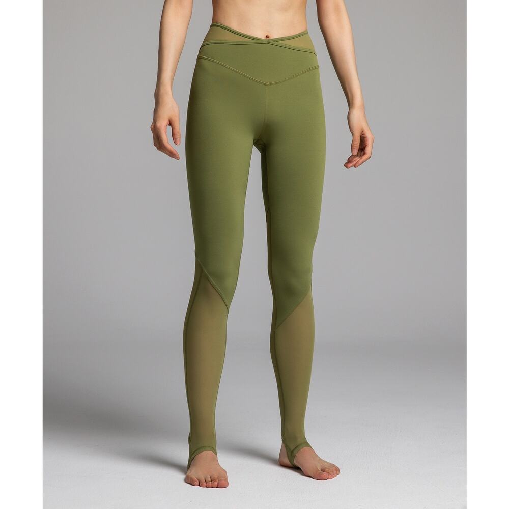 Lululemon Nulu Crisscross Mesh Stirrup Tight Green Leggings Sz 10 LW5ERXS - Picture 3 of 12